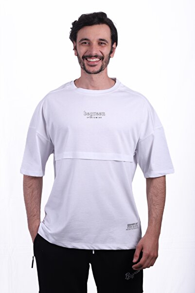 Be Green Erkek Beyaz Street Style Oversize   T-Shirt