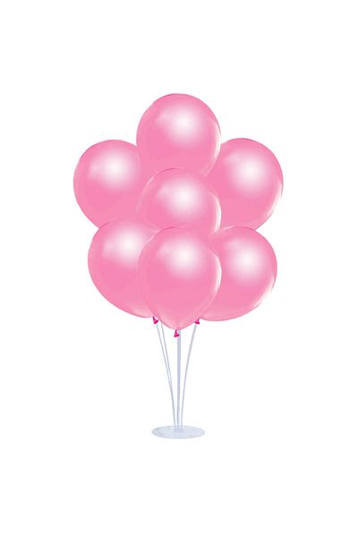 Süsle Baby Party Balloon Stand and 7 Metallic Pink Balloon Set