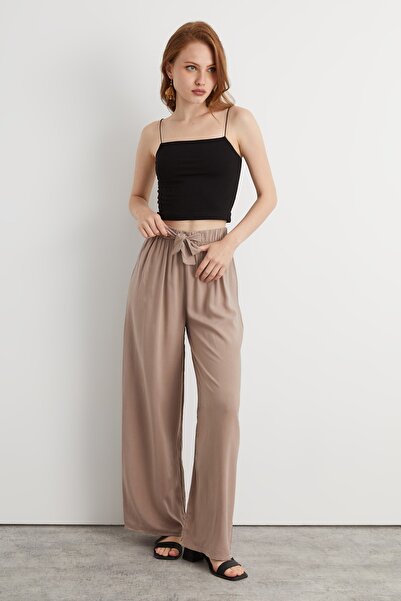 Bukamiss Női krémszínű viszkóz szőtt nadrág