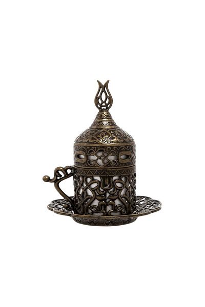 BAZAAR 4 فنجان قهوة بتصميم عثماني أصفر عتيق
