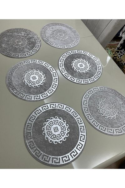SEHARA 6 Pieces Velvet (Foil Engraved) Suppla Set (Silver Engraved on Gray)