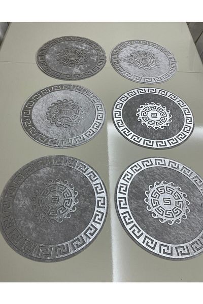 SEHARA 6 Pieces Velvet (Foil Engraved) Suppla Set (Silver Engraved on Gray)