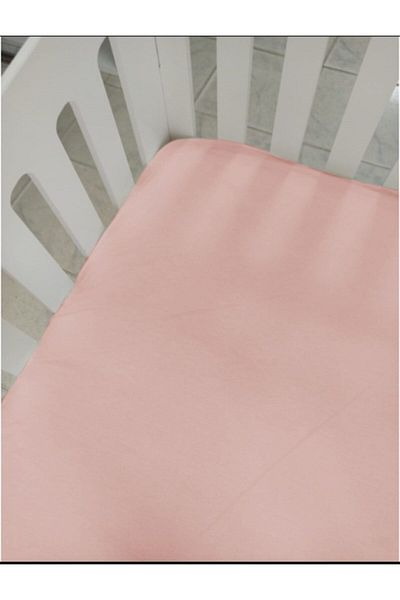 mer-tim ezberbozan ev tekstili 60x120 Elastic Ranforce Baby Sheet Set - Powder Pink