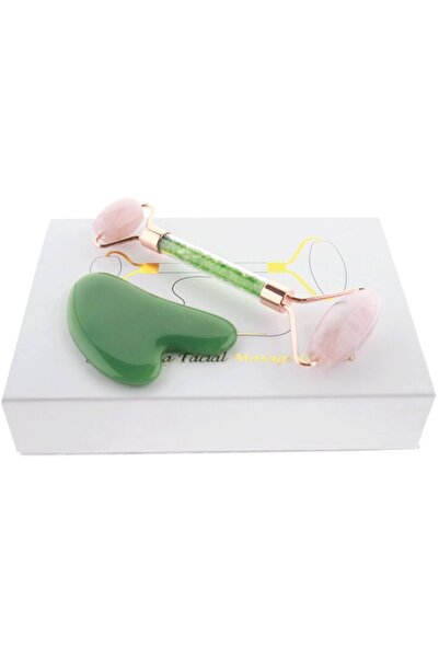 İLTERUS Pembe Kuvars Face Roler (aventurin Kırıktaş Gövdeli) Ve Aventurin Kal...