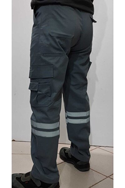 APAYDINGIYIM بنطلون عمل رمادي متعدد الجيوب