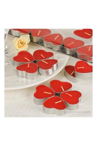 Happy Candle Parti Süsleri 8 Adet Kalp Şeklinde Tea Lights Mum Mm05