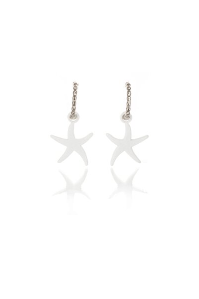 Leerybee Matte White Color Antiallergic Star Earrings