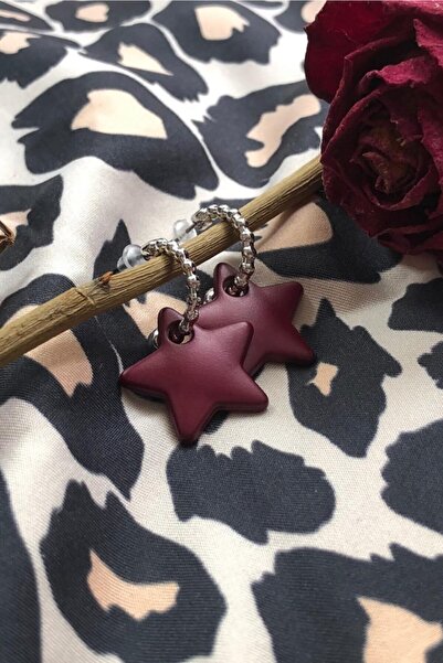 Leerybee ماتي بورجوندي اللون أقراط نجمة مضادة للحساسية