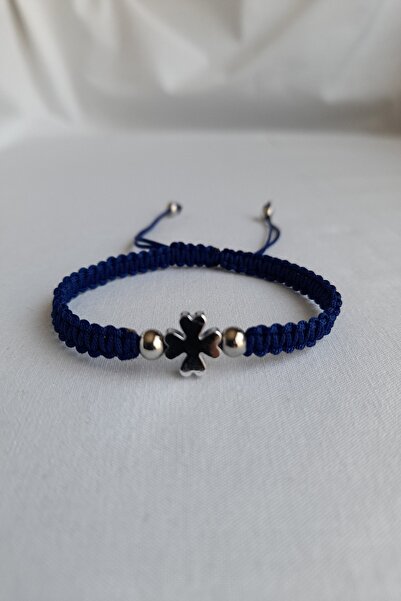 EL YAPIMI Lacivert Yonca Örgü Bilekli