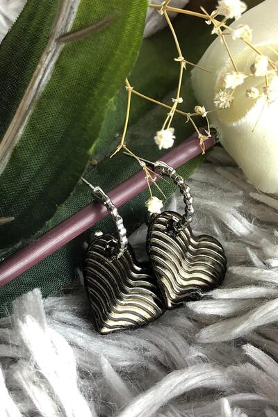 Leerybee Chrome Antique Black Color Antiallergic Heart Earrings