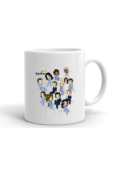 Kumbara Hediyelik Grey's Anatomy Printed White Turkish Coffee Cup