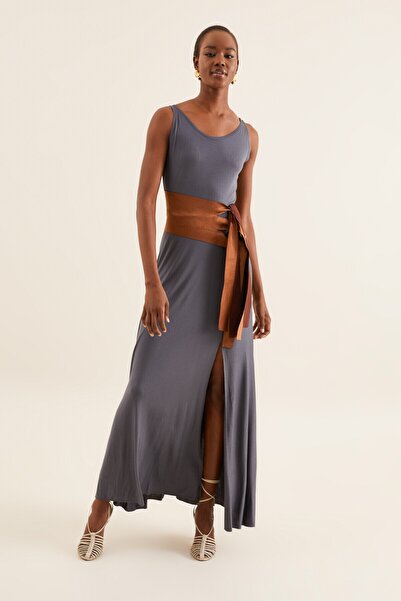 Quincey Women's Gray Suede Belted Dress