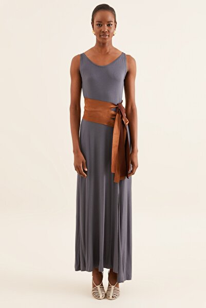 Quincey Women's Gray Suede Belted Dress