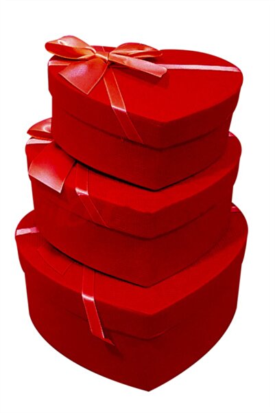 Cansüs Kırmızı Kalp Hediye Kutusu 3 Boy