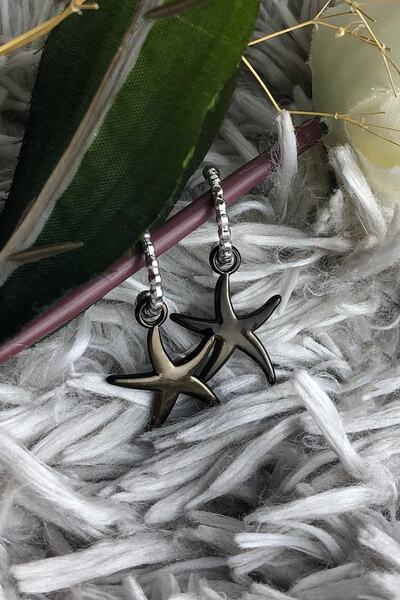 Leerybee Chrome Antique Black Color Antiallergic Star Earrings
