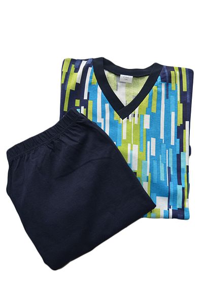 Nur Aka by Nurteks Men's Colorful Large Size Pajama Set with Pocket Detail