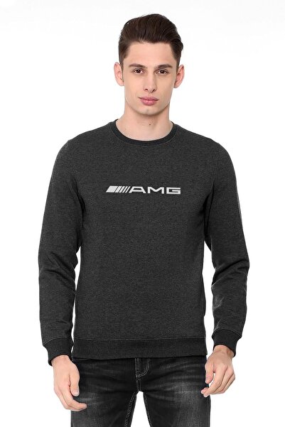 QIVI Amg Printed Smoked Anthracite Men's Knitted Sweatshirt Long Sleeve