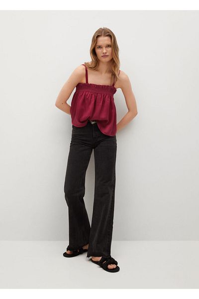 MANGO Woman Γυναικεία μπορντό μπλούζα Loose Top