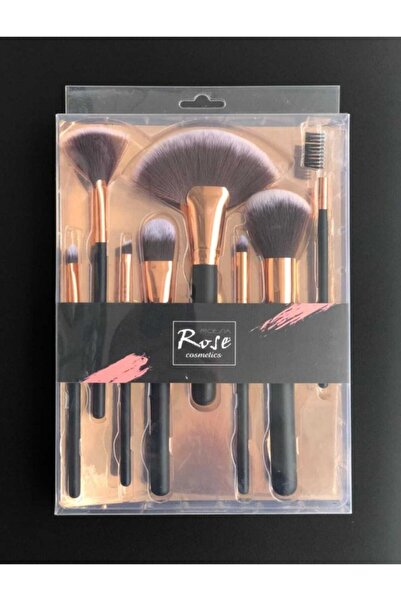 Roesıa Rose Cosmetics Rose 8-Piece Professional Makeup Brush Set Black