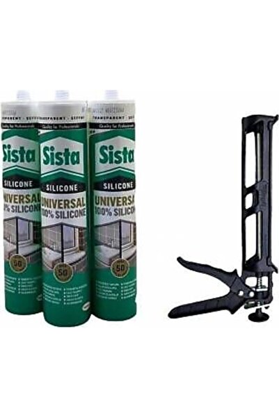 Sista Su Geçirmeyen Güçlü Beyaz Silikon 280 ml 3'lü Ve Plastik Silikon Tabancası