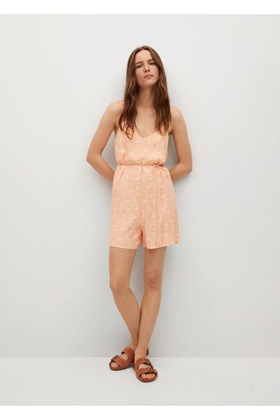 MANGO Woman Women's Pink Floral Jumpsuit