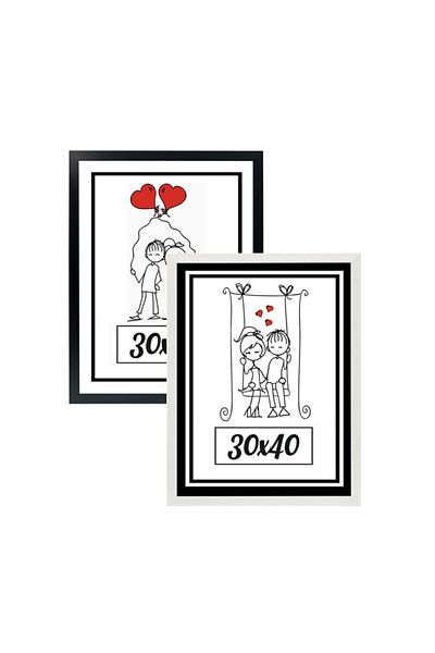 ÖZCANLAR ÇERÇEVE 30x40 - 2-Piece Photo Frame - (BLACK-WHITE) Modern Office Art Home Office Decorative