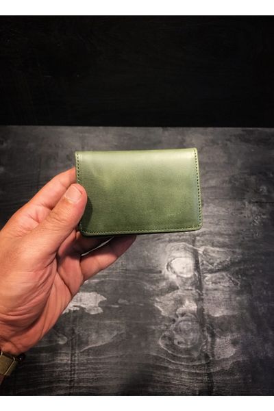 Niki Leather Unisex Green Crazy Leather Card Holder Wallet