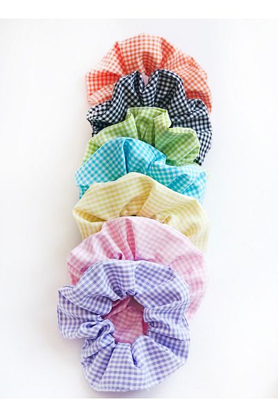 Woollyland Set de 7 catarame pentru scrunchie vichy in diverse culori