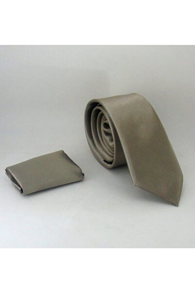 NACAR STORE Men's Gray Satin Handkerchief Tie Set Single Size