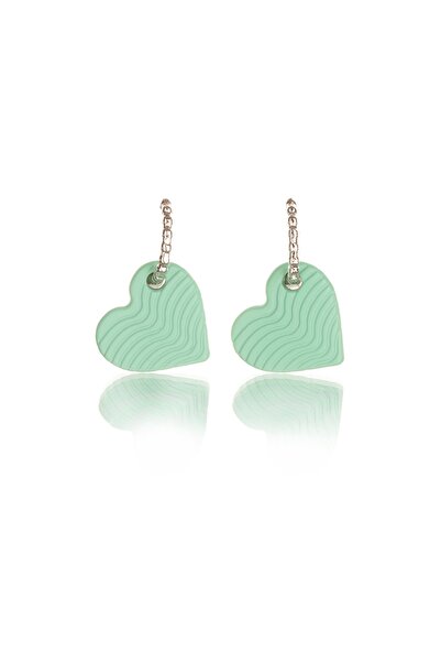 Leerybee Water Green Color Antiallergic Heart Earrings