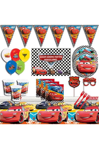 CARS Şimşek Mcqueen Arabalar Afişli 40 Kişilik Doğum Günü Parti Malzemeleri Seti