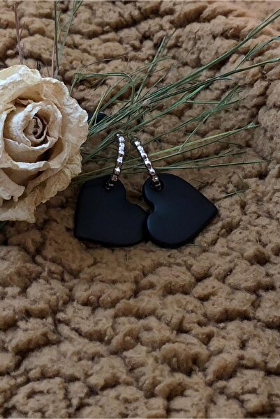 Leerybee Matte Black Color Antiallergic Heart Earrings
