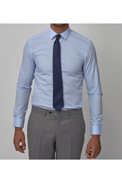 NACAR STORE Men's Blue Long Sleeve Slim Fit Classic Shirt