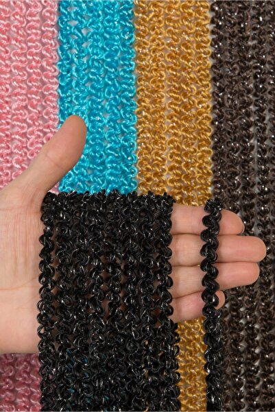 Saççax Exclusive Siyah Gümüş Renk Duble Bukle Serisi Ip Perde