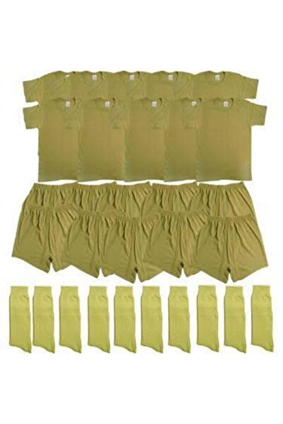 NACAR STORE طقم ملابس داخلية كاكي للرجال مكون من 10 قطع