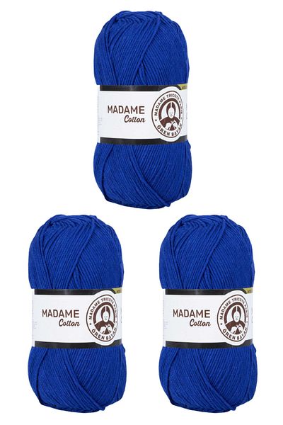 Ören Bayan Χειροποίητο νήμα Madame Cotton Saks Blue- 012 100 gr Σετ 3 τεμ