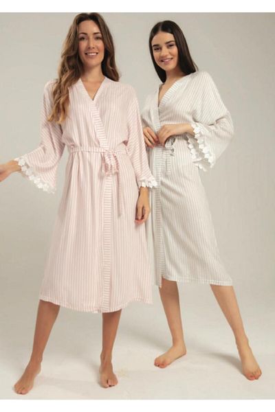 Bone Club Women's Gray Linen Dressing Gown