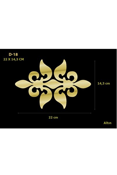 EYM Dekoratif Aynalı Pleksi Mobilya Dolap Süsü 22 X 14,3 Cm Altın D-18