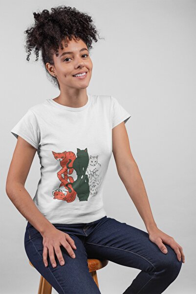 ErTaPassage Alb pisică ler cu imprimeu Femei tricou - T7225878