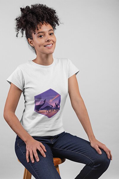 ErTaPassage Dinozaur alb cu imprimeu Femeie tricou - T2041656