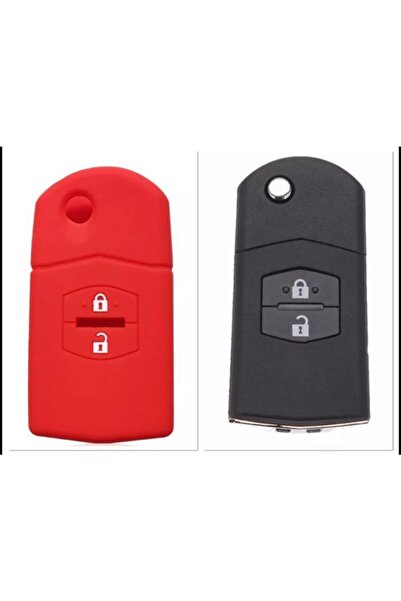 ŞENYILDIZ AKSESUAR غطاء حماية لمفتاح السيليكون متوافق مع مازدا 2 3 5 6 بلون أحمر