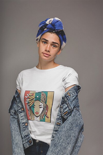ErTaPassage Femeie albă asiatică colorată tricou - cu imprimeu , Standard, T9...