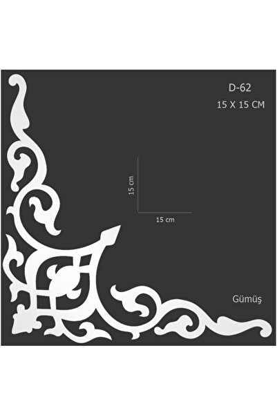 EYM Dekoratif Yapışkanlı Mobilya Dolap Süsü Gümüş 15 X 15 Cm Köşe Aynalı Plek...