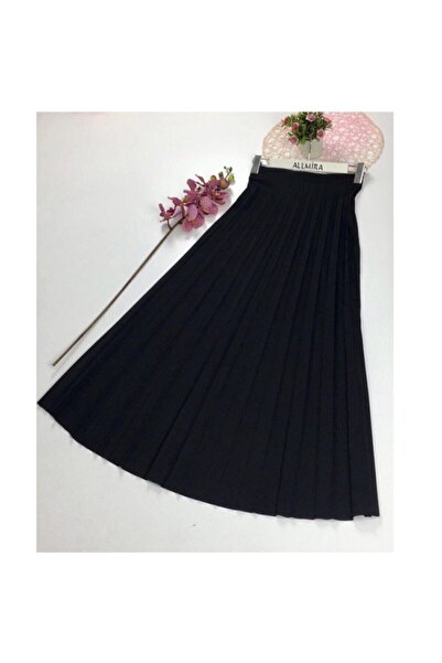 ALLMİRA FASHION تنورة نسائية سوداء مطوي