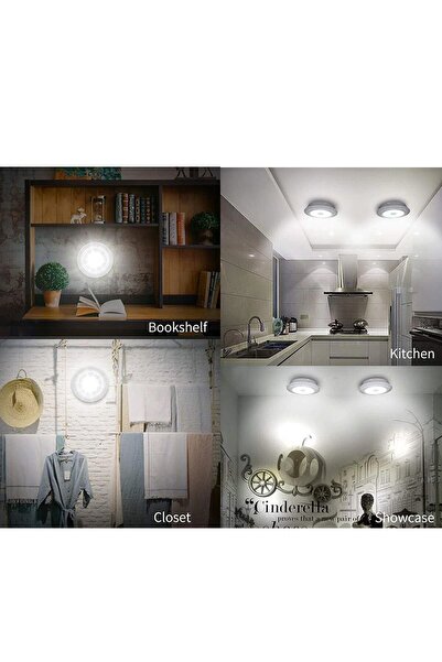 Genel Markalar Uzaktan Kumandalı Yapışkanlı Kablosuz Pilli Led 3'lü Spot Lamba