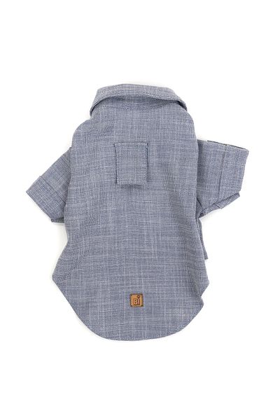 Bi Dolap Ponçik Bi Smart Boy Shirt Blue Cotton Linen Fabric Cat Dog Clothes & Shirt