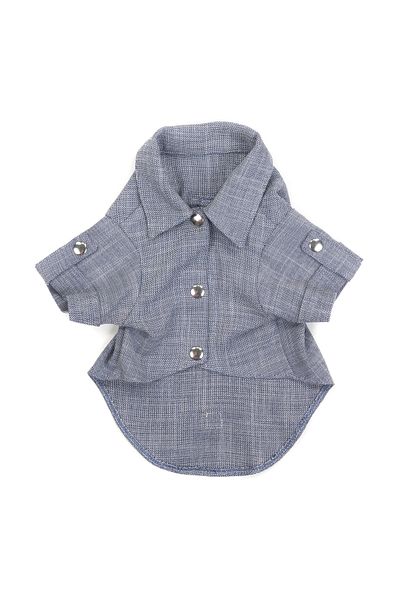 Bi Dolap Ponçik Bi Smart Boy Shirt Blue Cotton Linen Fabric Cat Dog Clothes & Shirt