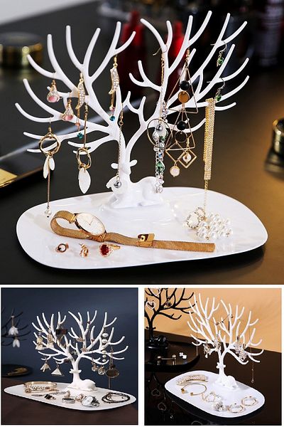 BİTERSE Deer Design Jewelry Stand - White
