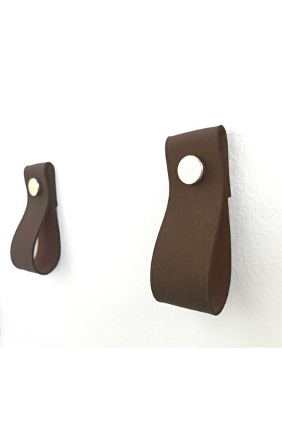 Bundera 3 Adet Koyu Kahve Deri – Gold Rustik Dolap Kapağı Çekmece Tutacağı Ku...