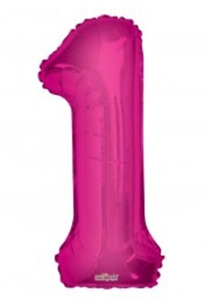 parti sürprizi Foil Balloon Number 1 Pink 100 Cm